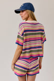 Multi Stripe Crochet Button Down Top